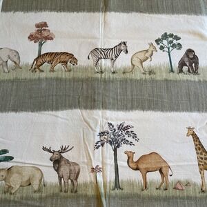 Vintage Waverly Fabric Animal Walk Jungle Safari Childrens Print Nursery Pillows